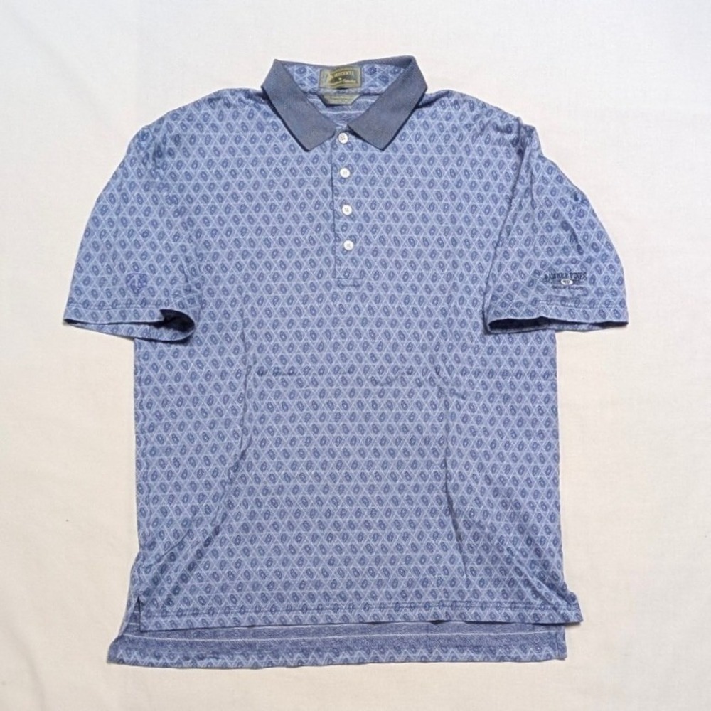 Descente International Blue Geometric Egyptian Men Polo Pawnee Pines Golf Large